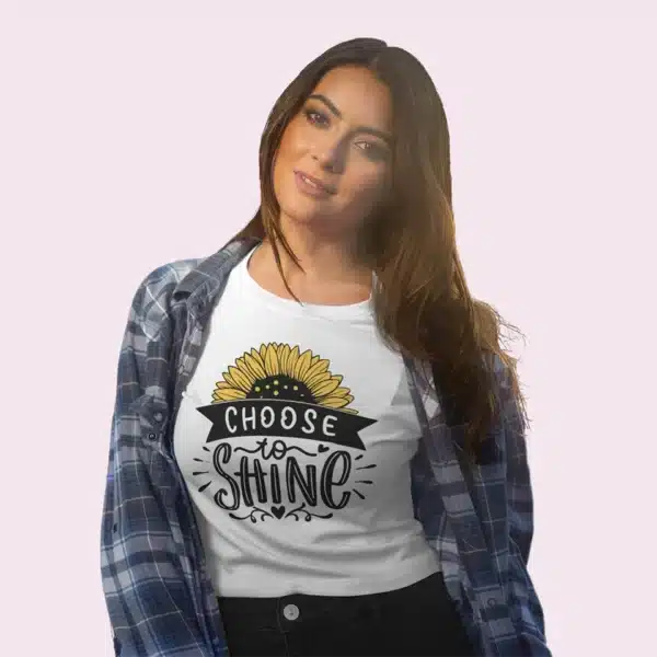 Camiseta de girasol con frase choose to shine