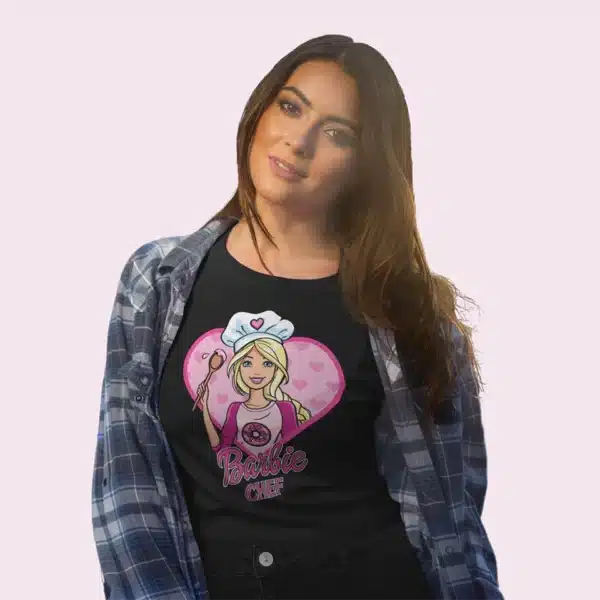 camiseta de barbie chef rosa